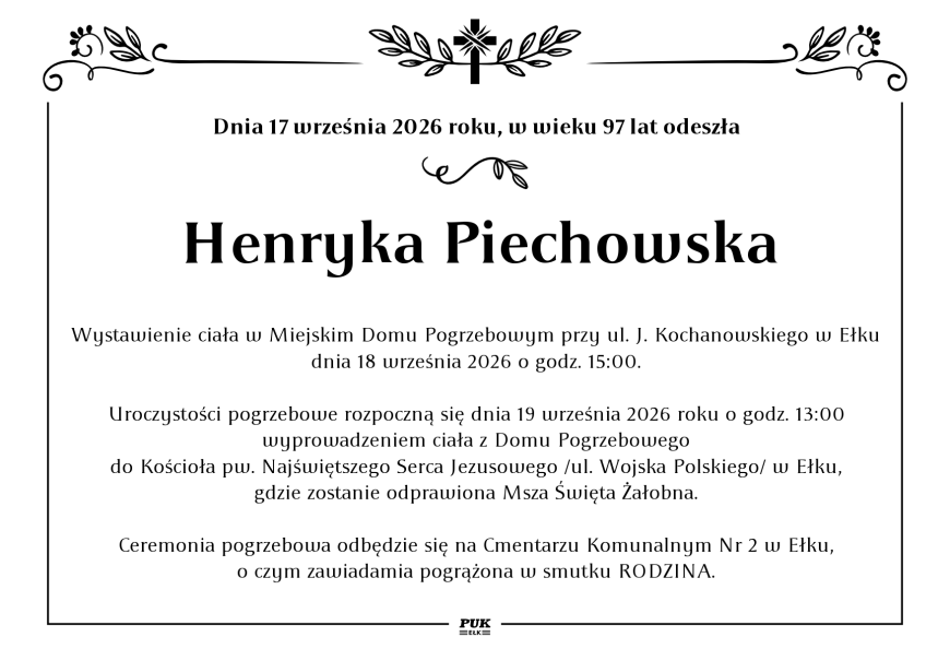 Henryka Piechowska - nekrolog